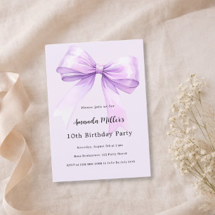 Lila Schleife Coquette Mädchen Geburtstag Einladung