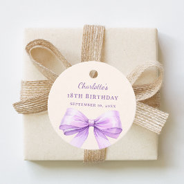 Lila Schleife Elfenbein DIY handschriftlich Geburt Geschenkanhänger