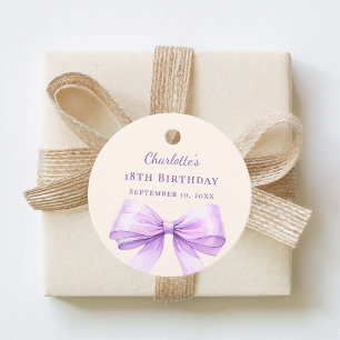 Lila Schleife Elfenbein DIY handschriftlich Geburt Geschenkanhänger