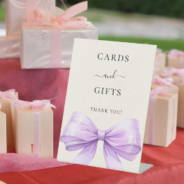 Lila Schleife Elfenbein Karten Geschenke Schild