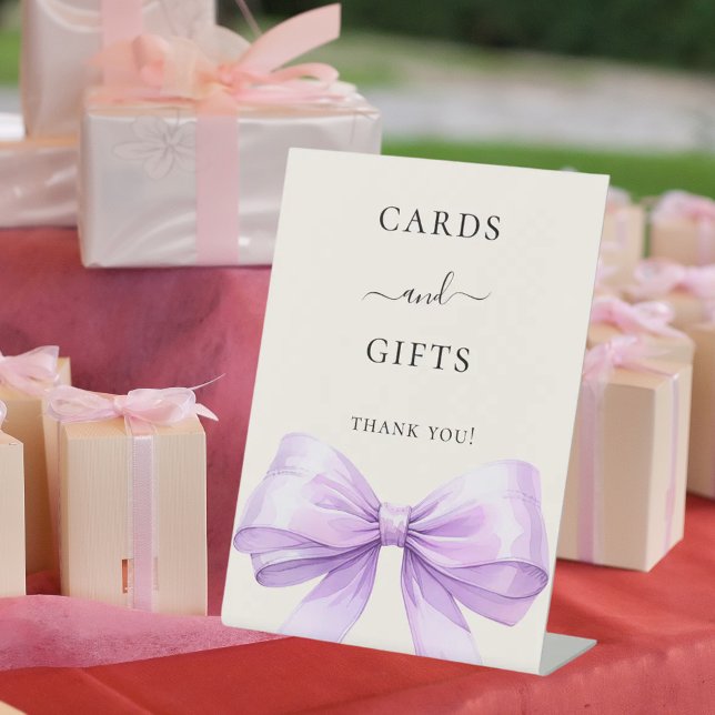 Lila Schleife Elfenbein Karten Geschenke Schild (Von Creator hochgeladen)