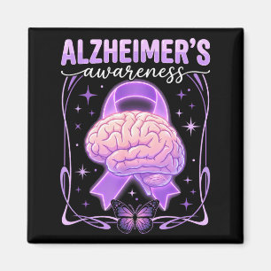 Lila Schleife Gehirn Schmetterling Alzheimer Magnet