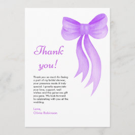 Lila Schleife Sie knüpft den Knoten Brautdusche Dankeskarte