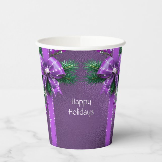 Lila Schleifen-Feiertags-Papierbecher Pappbecher (Links)
