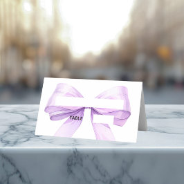 Lila Schleifen Platzkarten Elegant Gefaltet