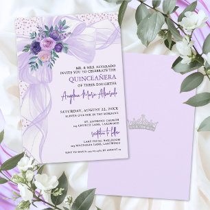 Lila Schleifen Quinceanera Einladung