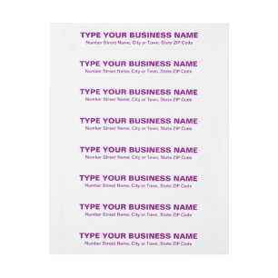 Lila Schlichte Texte zu Unternehmen Rundum-Adressaufkleber