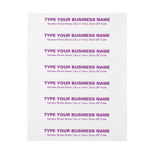 Lila Schlichte Texte zu Unternehmen Rundum-Adressaufkleber (Bogen)