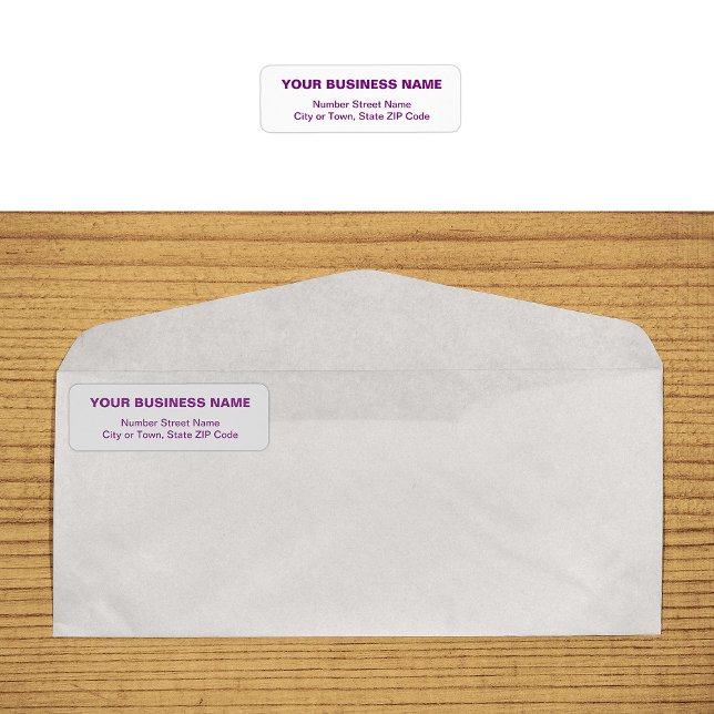 Lila Schlichtes Text-Rücksendeadressen-Etikett (Business return address label in purple plain text)