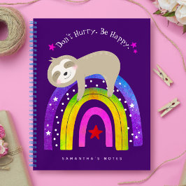 Lila Schlitten auf Regenbogen Beeil dich nicht Nie Notizbuch