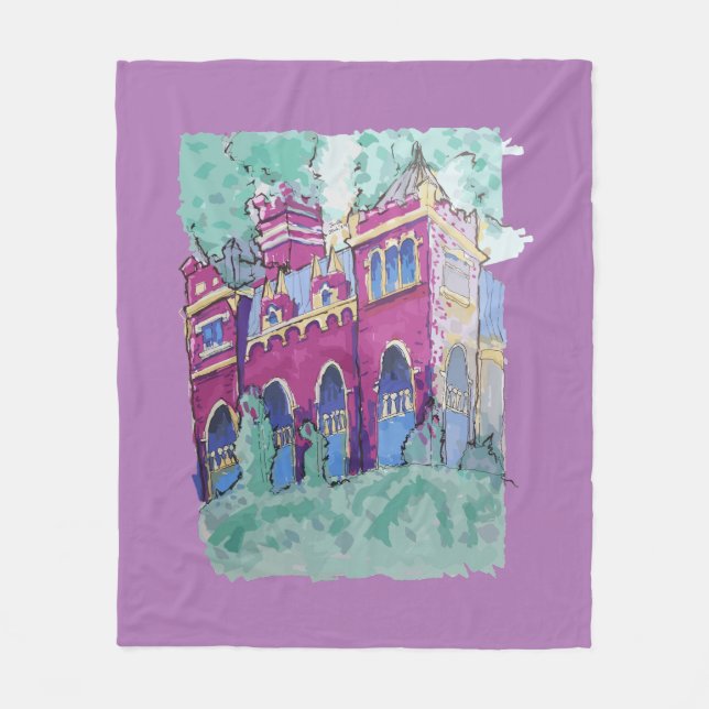 Lila Schloss in Budapest Fleecedecke (Vorderseite)