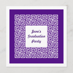Lila Schlüsselmuster-Absolvent-Party Einladung