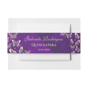 Lila Schmetterling 15 Jahre alt Quinceañera Einladungsbanderole