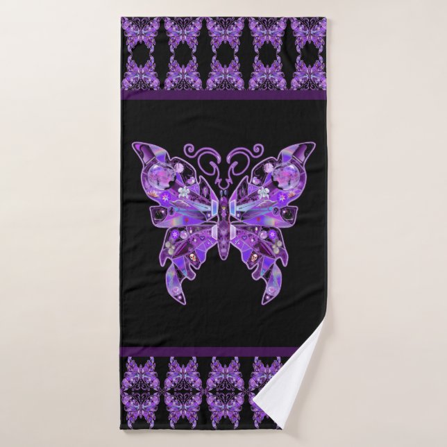 Lila Schmetterling 31 Badehandtuch (Badehandtuch)