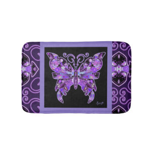 Lila Schmetterling 31 Badematte