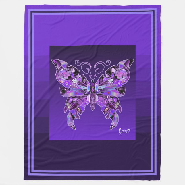 Lila Schmetterling 31 Fleece Blanket (Vorderseite)