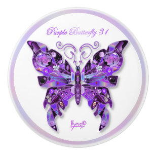 Lila Schmetterling 31 Keramik Knob Keramikknauf