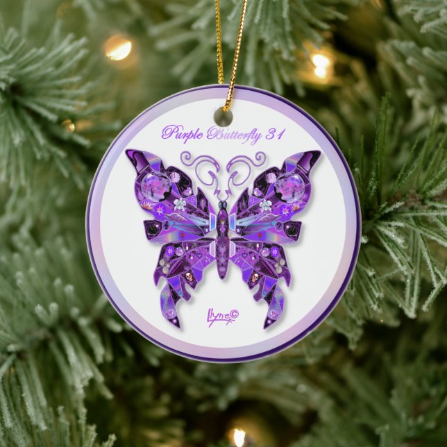 Lila Schmetterling 31 Keramik Ornament (Baum)