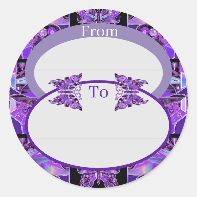 Lila Schmetterling 31 klassischer Rundaufkleber Runder Aufkleber (Vorderseite)