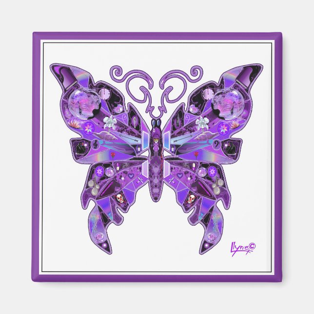 Lila Schmetterling 31 Magnet (Vorne)