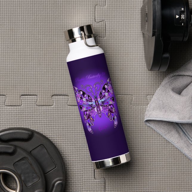 Lila Schmetterling 31 Trinkflasche (Fitnessstudio (gedreht))