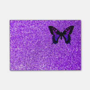 Lila Schmetterling auf Glitter Post-it Klebezettel