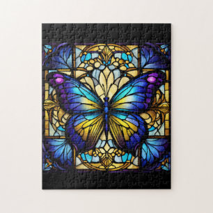 Lila Schmetterling aus Hartglas Puzzle