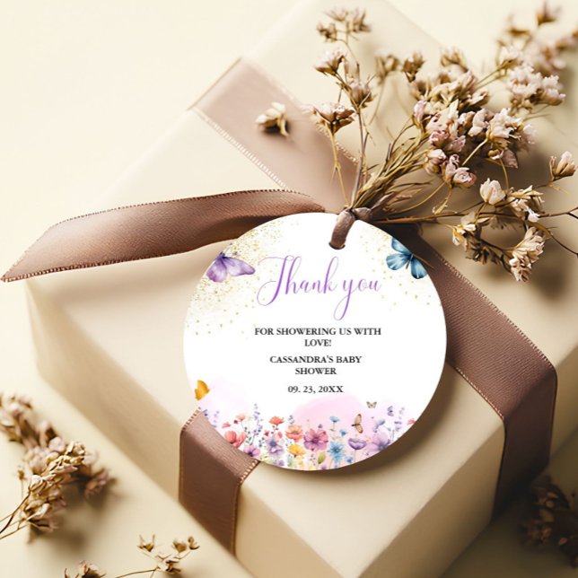 Lila Schmetterling Baby Dusche Geschenkanhänger (Von Creator hochgeladen)