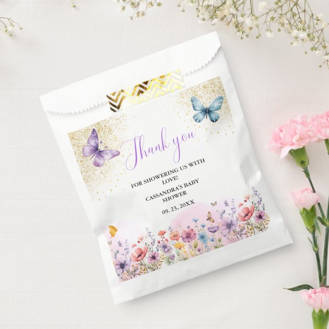 Lila Schmetterling Baby Dusche Geschenktütchen (Versiegelt)