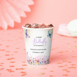 Lila Schmetterling Baby Dusche Pappbecher