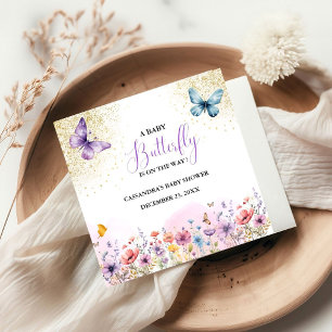 Lila Schmetterling Baby Dusche Serviette