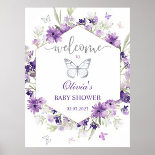 Lila Schmetterling Babydusche Poster