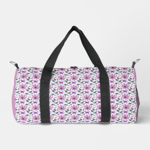 Lila Schmetterling Blumenmuster Süß Cottagecore Duffle Bag