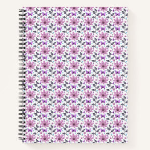 Lila Schmetterling Blumenmuster Süß Cottagecore Notizbuch