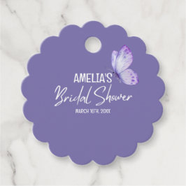 Lila Schmetterling-Brautparty Geschenkanhänger
