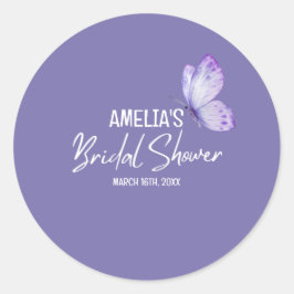 Lila Schmetterling-Brautparty Runder Aufkleber