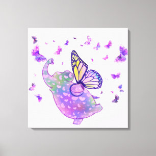 Lila Schmetterling Elephant Flying Canvas Print Leinwanddruck