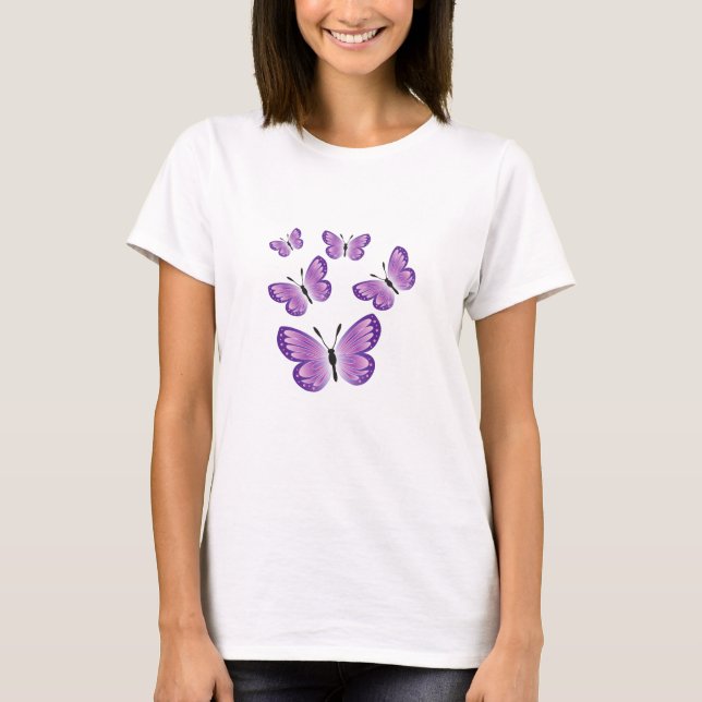 Lila Schmetterling Emoji, Lila Schmetterlinge T-Shirt (Vorderseite)