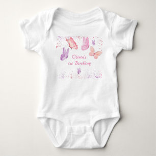 Lila Schmetterling Geburtstag Baby Strampler