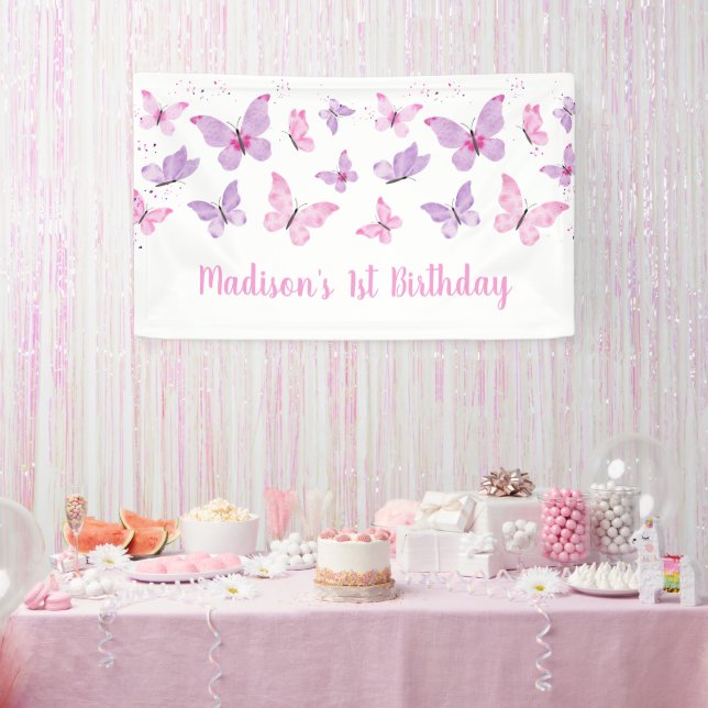 Lila Schmetterling Geburtstag Banner (Party)