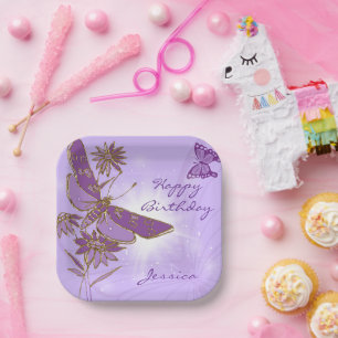 Lila Schmetterling Geburtstag Pappteller