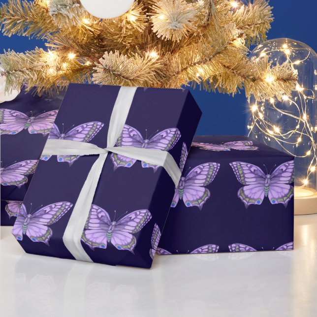 Lila Schmetterling Geschenkpapier (Feiertage)