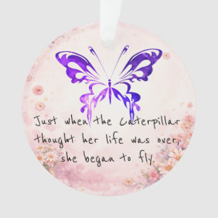 Lila-Schmetterling-Inspirationszitat Ornament