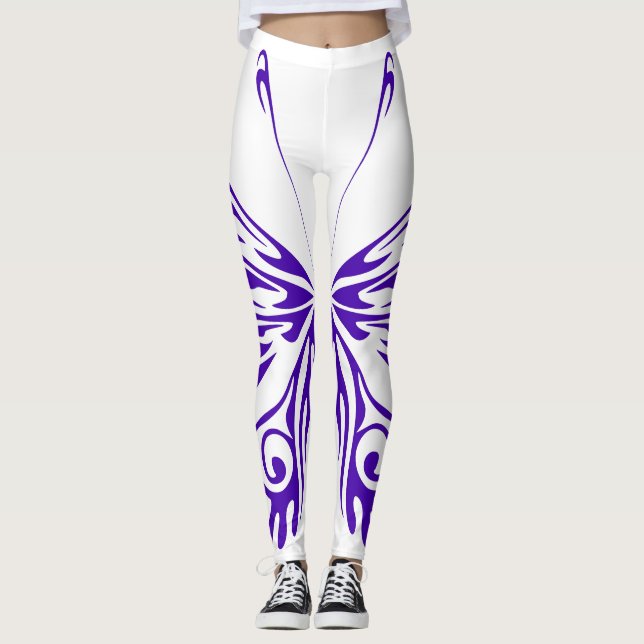 Lila Schmetterling Leggings (Vorderseite)