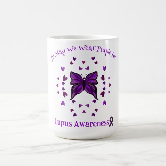 Lila Schmetterling Lupus Bewusstsein Lila Band Mai Kaffeetasse (Mittel)