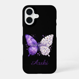 Lila Schmetterling Personalisierter Name iPhone-Hü iPhone 16 Hülle