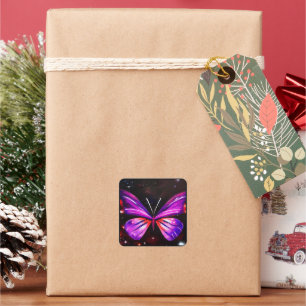 Lila Schmetterling Quadratischer Aufkleber