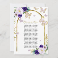 Lila Schmetterling Quinceanera Padrinos de Ehre