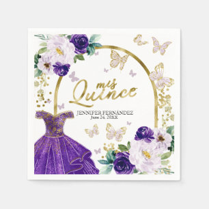 Lila Schmetterling Quinceanera Serviette