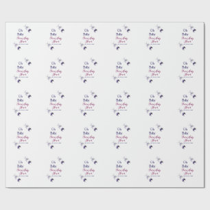 Lila Schmetterling Rosa Babydusche - Baby modern Geschenkpapier